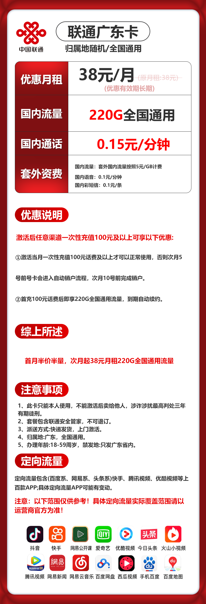 广东联通【38元220G】 详情图 1