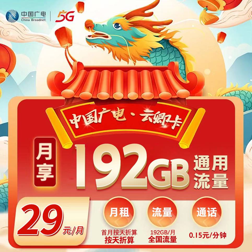 广电云卿卡【29元192G】