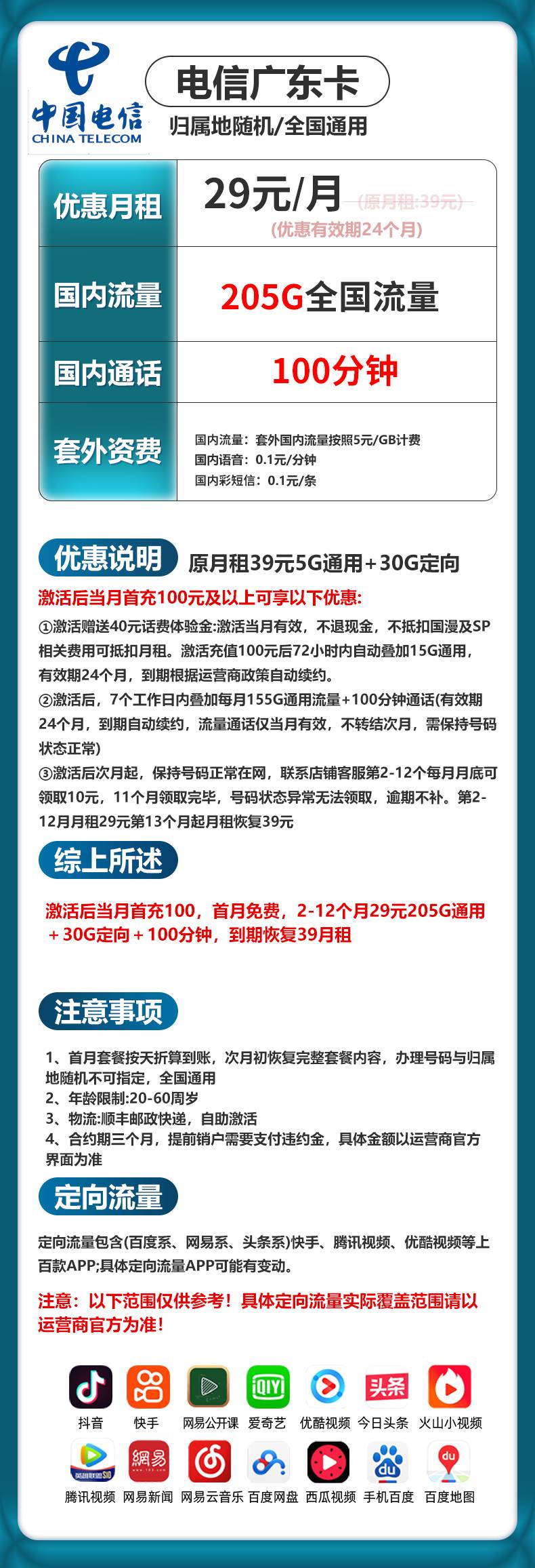 广东电信【1年29元205G】 详情图 1