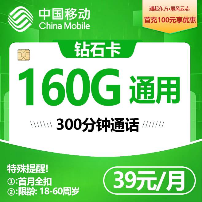 河北移动【39元160G+300分钟】