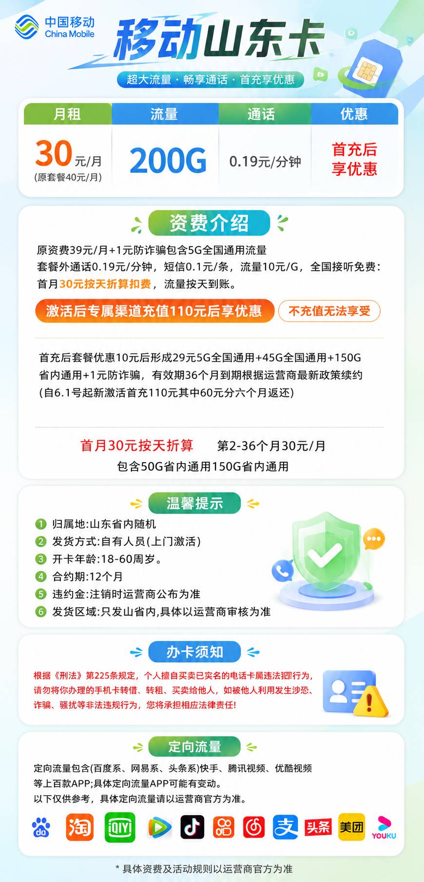 山东移动【30元200G（拉新版）】 详情图 1