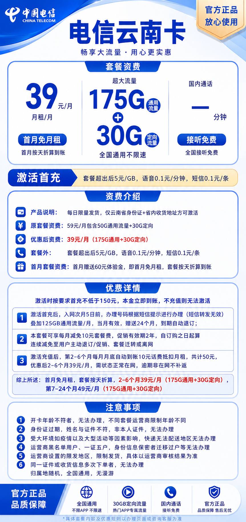 云南电信【39元205G】 详情图 1