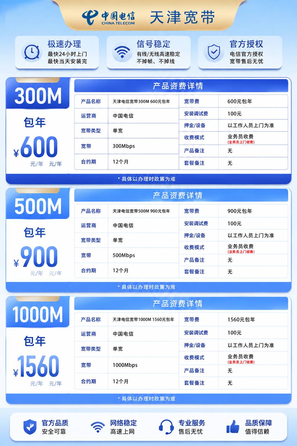 天津电信单宽【300M-1000M】 详情图 1