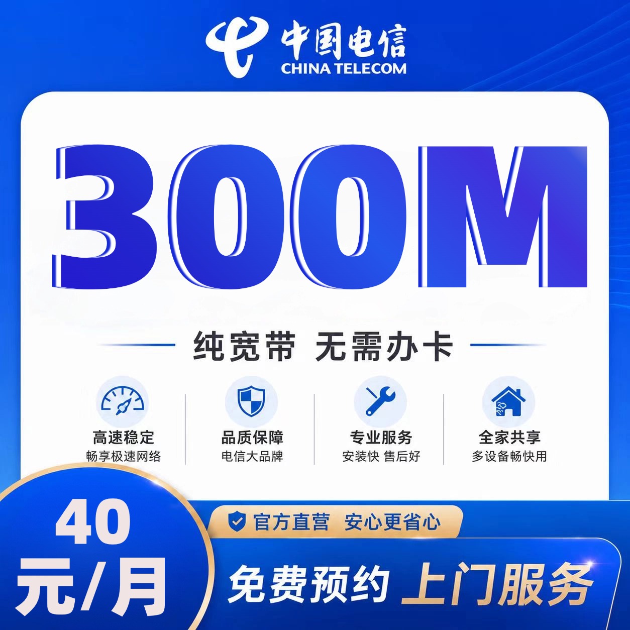 广西电信300M单宽（月付）