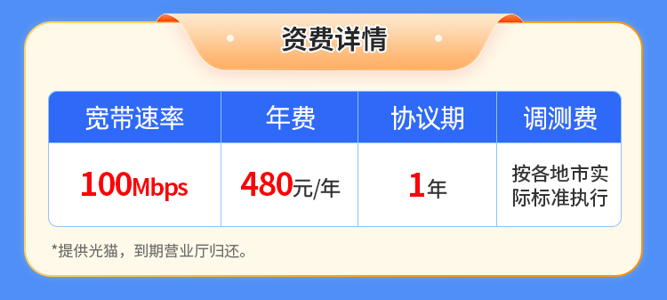 江苏电信单宽【480元100M】 详情图 1
