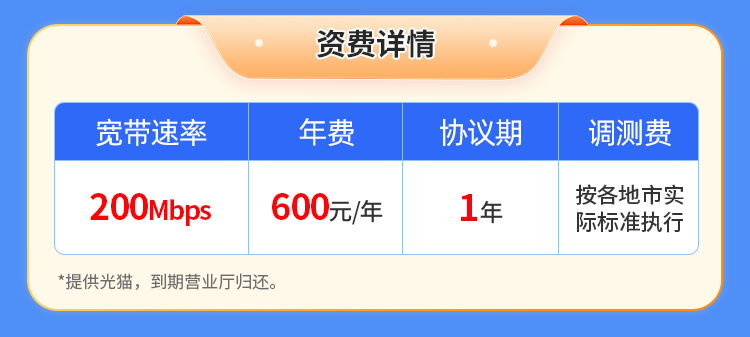 江苏电信单宽【600元200M】 详情图 1