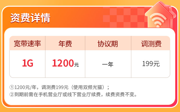 河南联通单宽【1200元1000M】 详情图 1