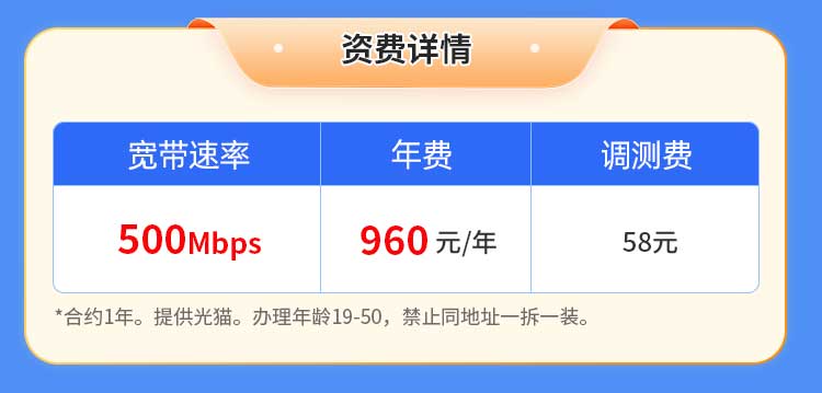 武汉电信单宽【960元500M】 详情图 1