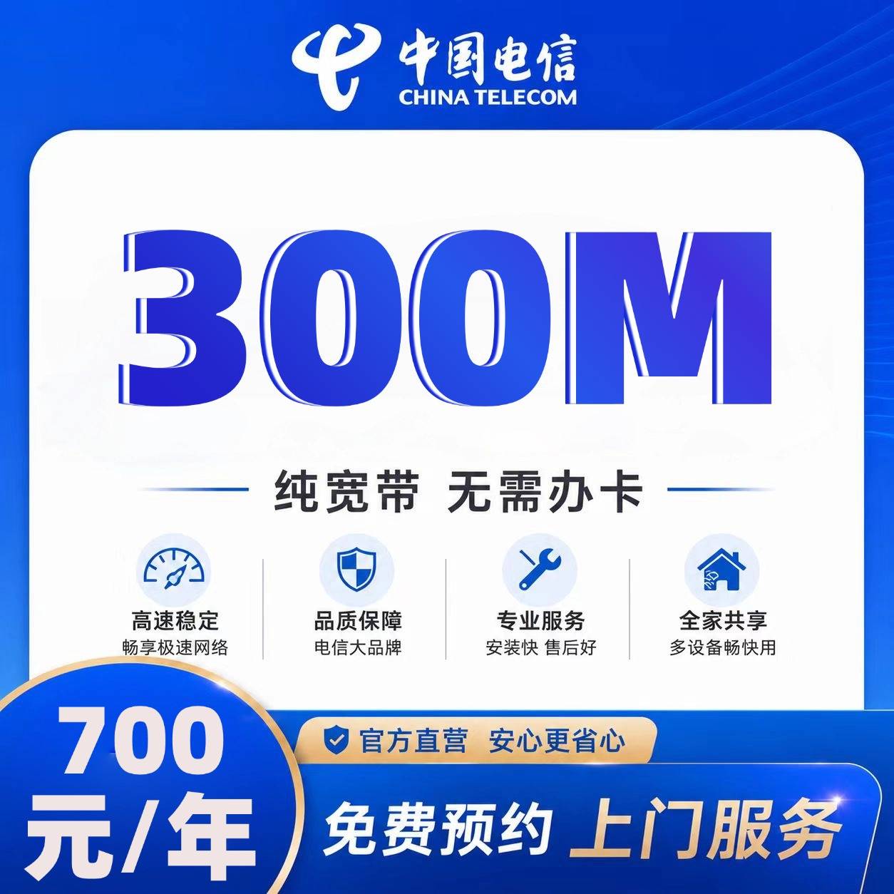荆门电信单宽【700元300M】