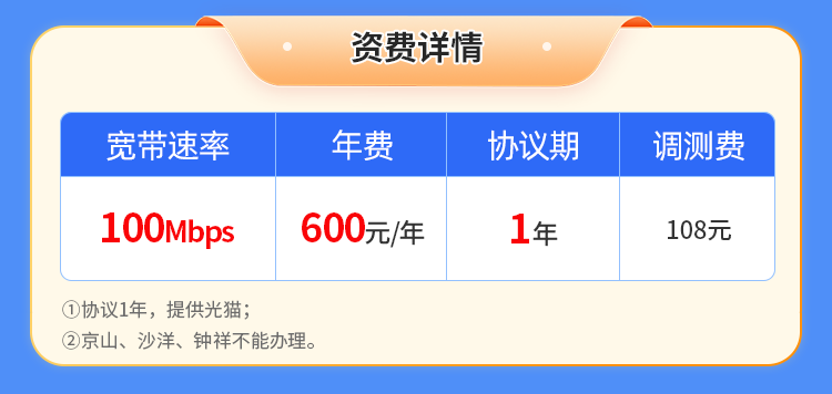 荆门电信单宽【600元100M】 详情图 1