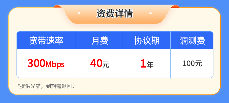 青海电信单宽【40元300M1月】 详情图 1