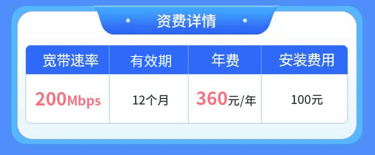 天津电信单宽【30元200M1月】 详情图 1