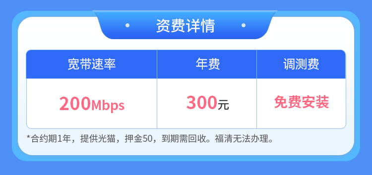 福建移动单宽【300元200M】 详情图 1