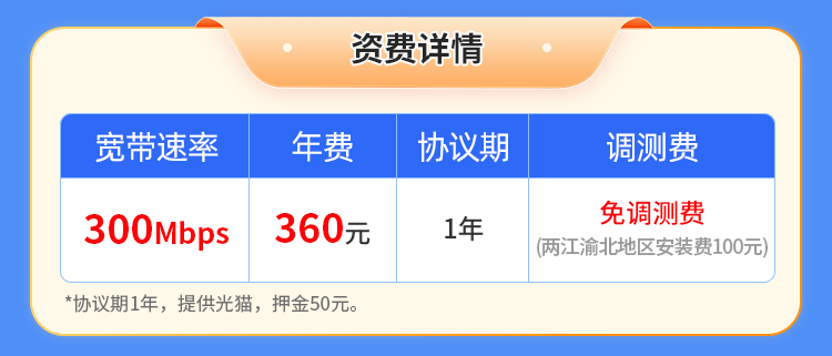 重庆移动单宽【360元300M】 详情图 1