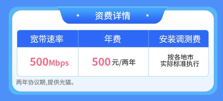 浙江移动单宽【500元500M2年】 详情图 1