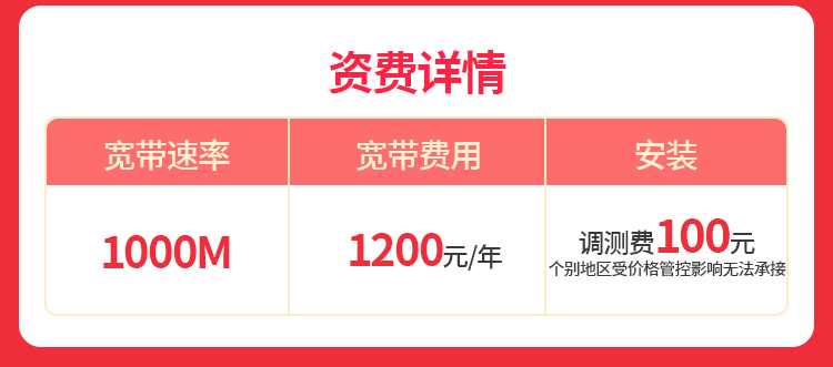 浙江联通单宽【1200元1000M】 详情图 1