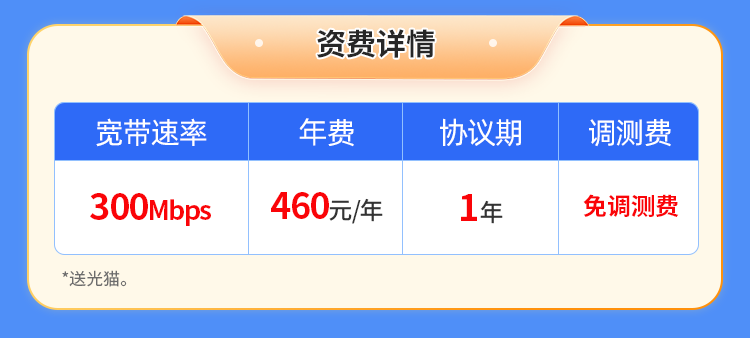 湖南移动单宽【460元300M】 详情图 1