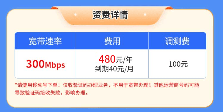 广东移动单宽【480元300M】 详情图 1