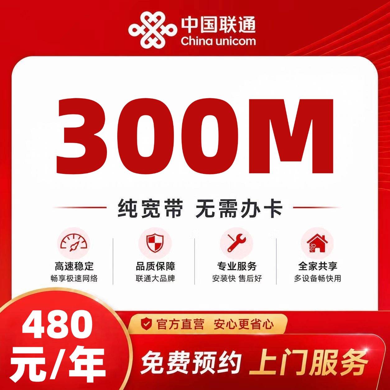 安徽联通单宽【480元300M】