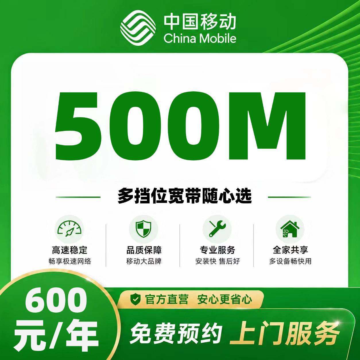六安移动单宽【600元500M】