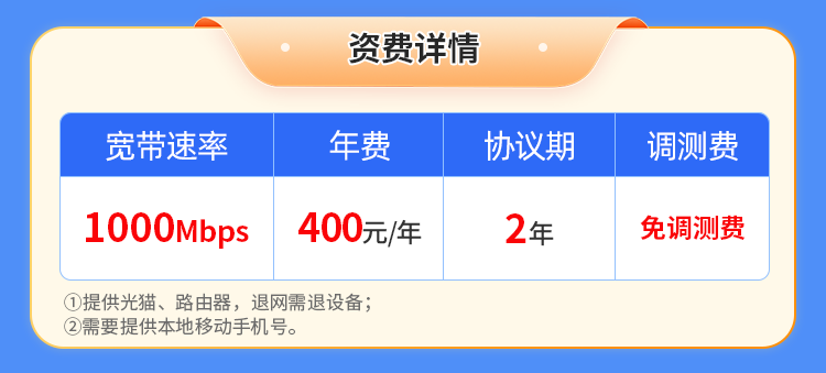 邢台移动单宽【400元1000M】 详情图 1