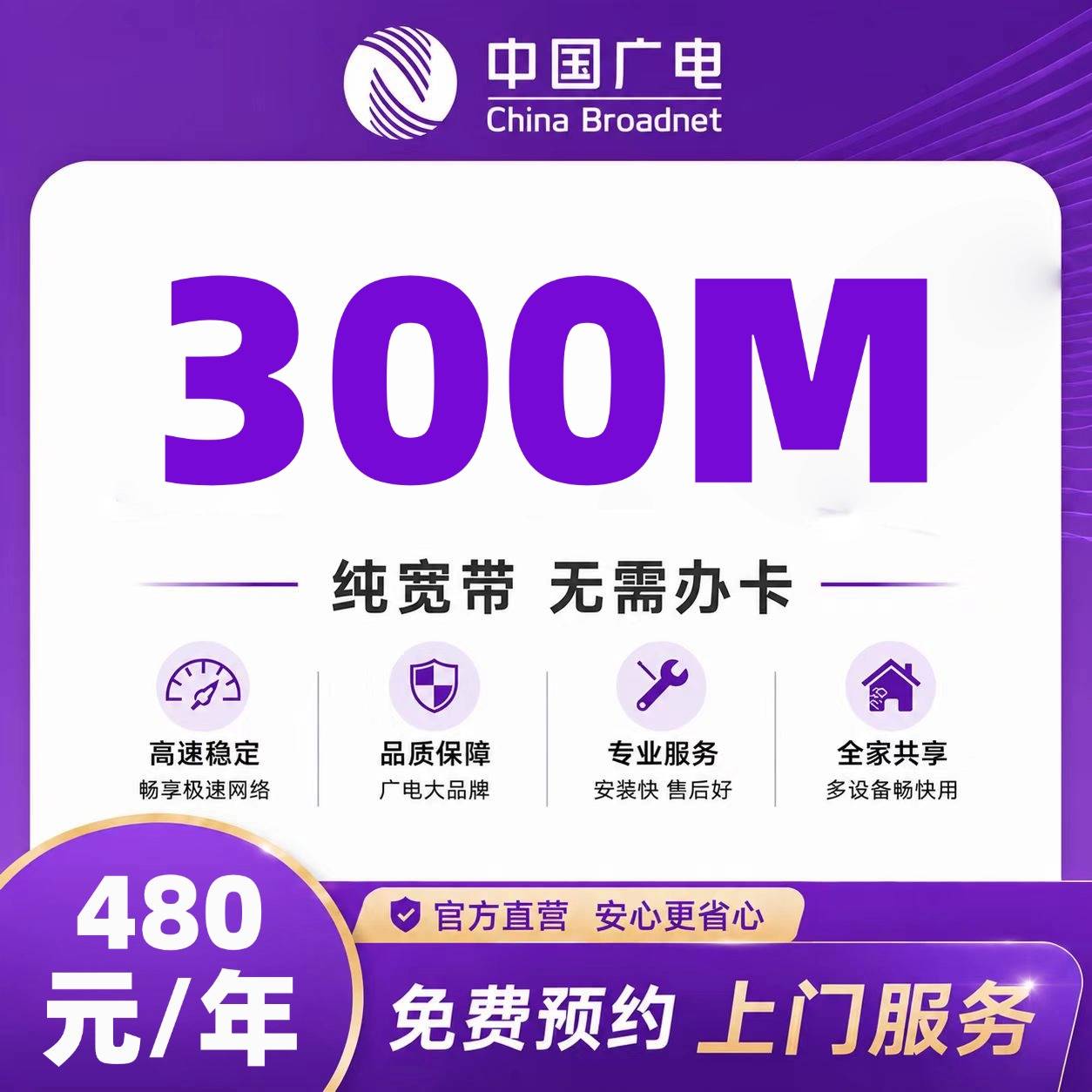 天津广电单宽【480元300M1年】
