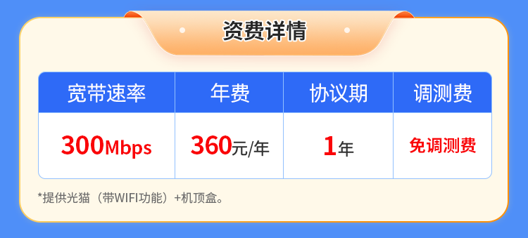 云南移动单宽【360元300M】 详情图 1