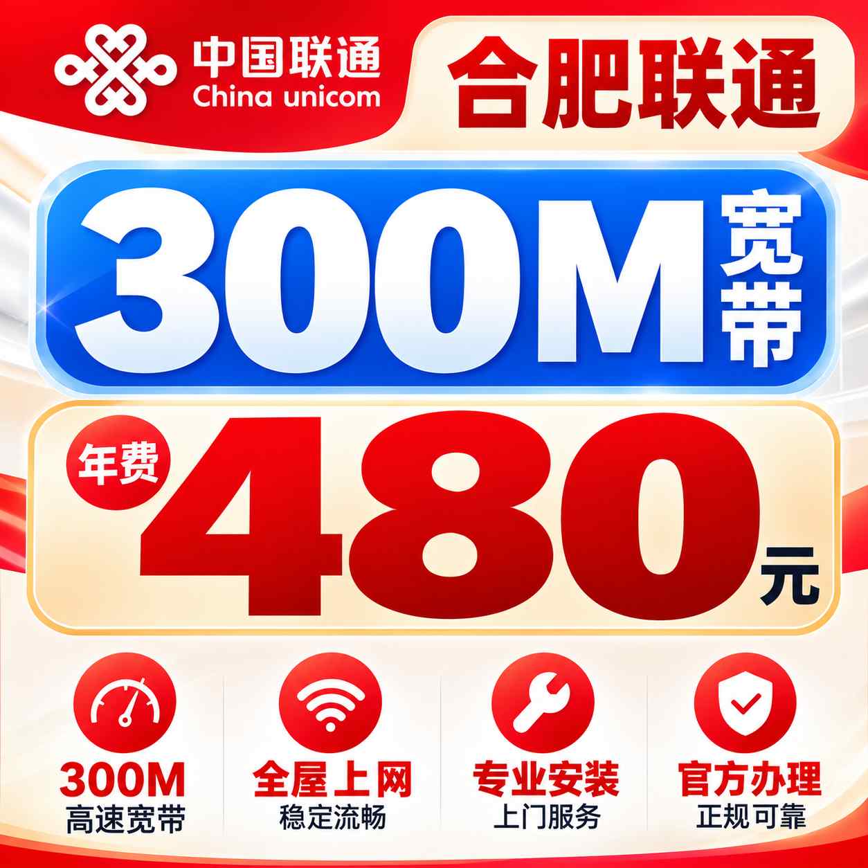合肥联通单宽【480元300M】