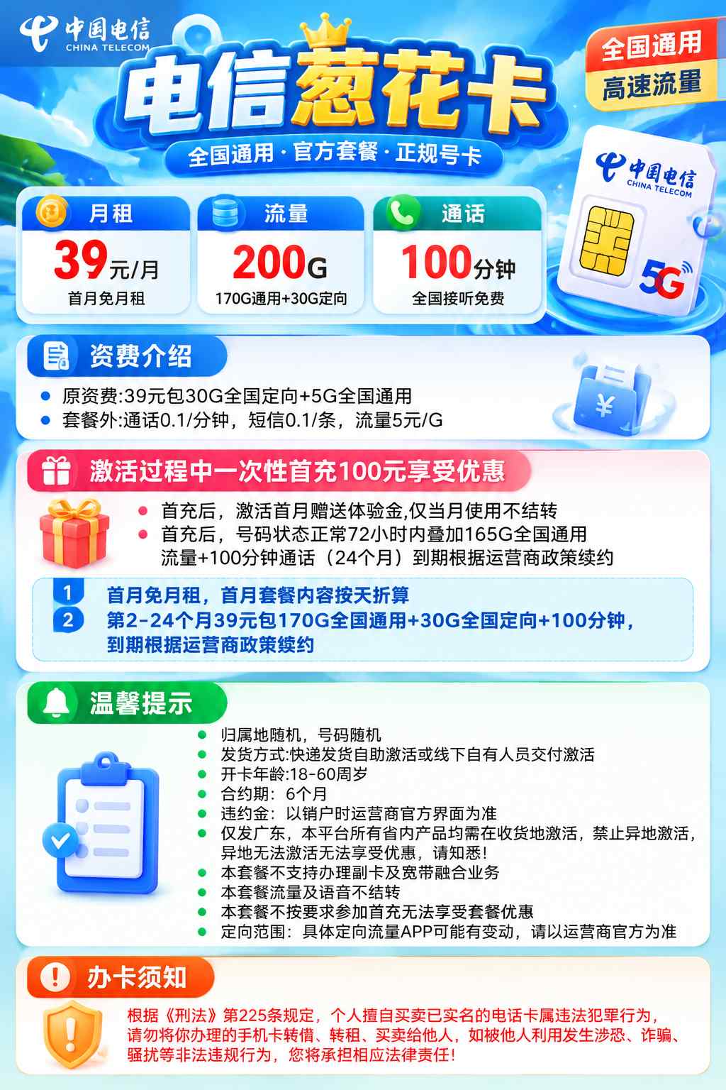 广东电信【39元200G+100分钟】 套餐资料图 1